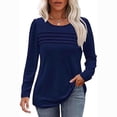thumbnail image 2 of ZyeKqe Womens Tops Long Sleeve Shirts Crewneck Pleated Front T Shirts Dressy Casual Blouses Spring Summer Outfits, 2 of 6