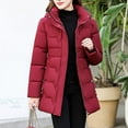 thumbnail image 5 of Wyobmus Women's Long Winter Puffer Jacket Warm Thicken Zipper Plush Hooded Down Coat Long Slleve Bubble Outwear Coat with Pockets Burgundy, 5 of 6