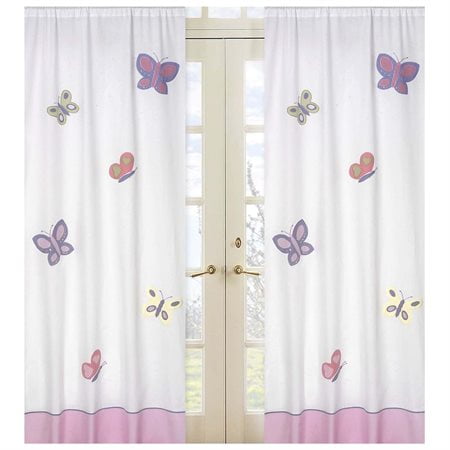 Pink And Purple Butterfly 84 Inch Curtain Panel Pair Walmart Com