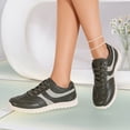 thumbnail image 7 of IEMIEMIEM Women's Sneakers Striped Faux Leather Retro Low Top Breathable Mesh Lace Up Comfort Flat Casual Walking Trainers 6.5 wide, 7 of 7