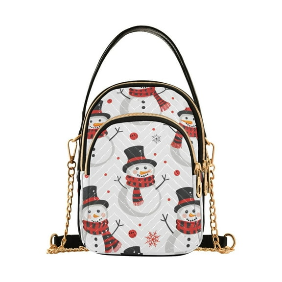 joogoo Women Snowman on White Chain Crossbody Bags Shoulder Handbag Phone Purse