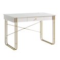 thumbnail image 5 of DeeHome Computer Desk Writing Desk with One Drawer Metal Legs and USB Outlet Port – White & Gold, 5 of 5