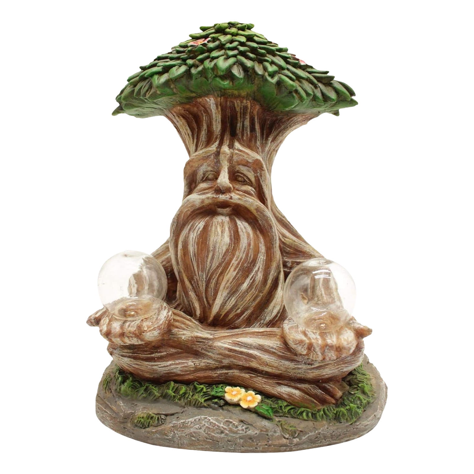LED Garden Decor, Green Resin Ornament Sculpture, Weather-Resistant Indoor Outdoor Home Decoration with Soft Night Light