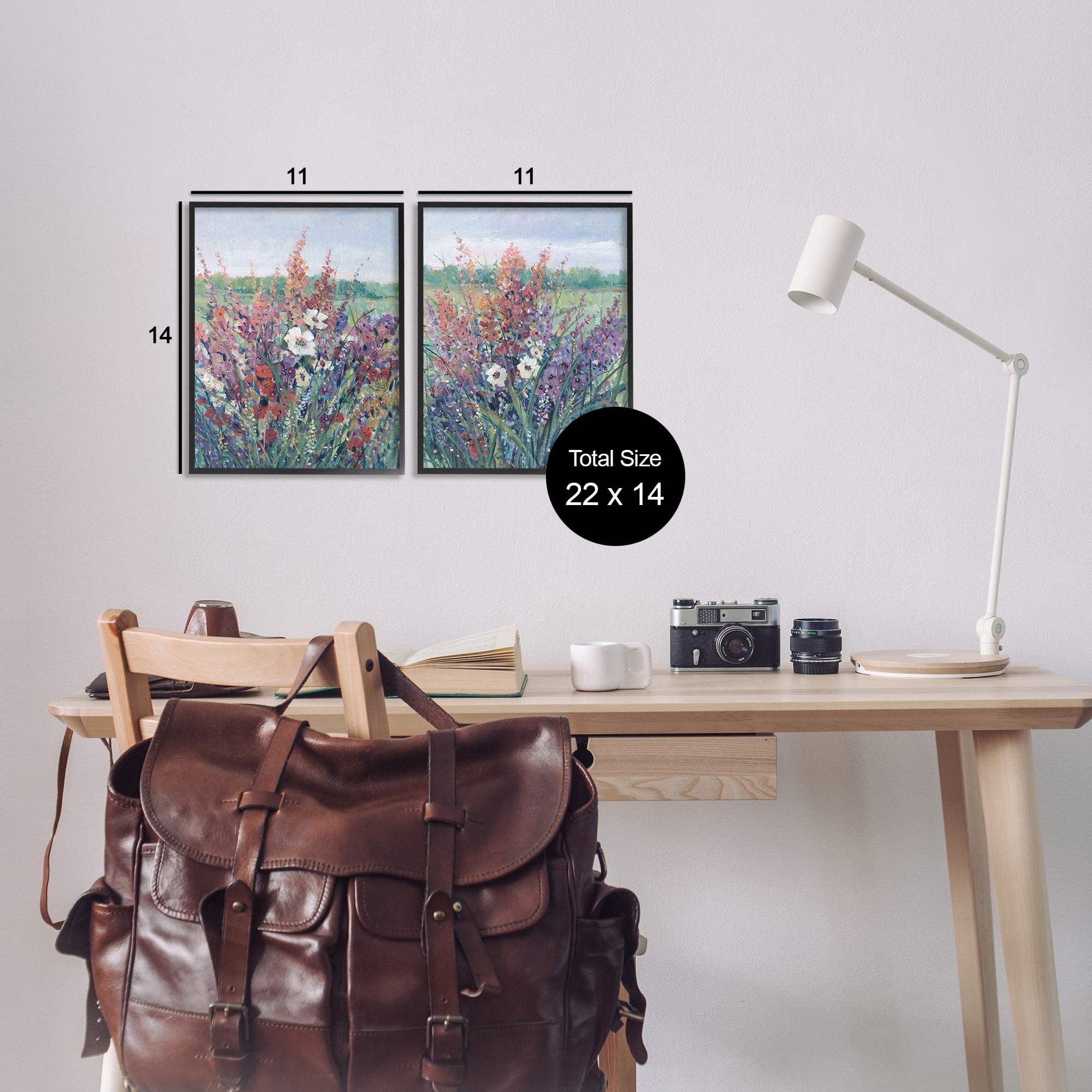 Stupell Industries Blooming Meadow Plants Botanical & Floral Painting Black Framed Art Print Wall Art, 11 x 14, Set of 2