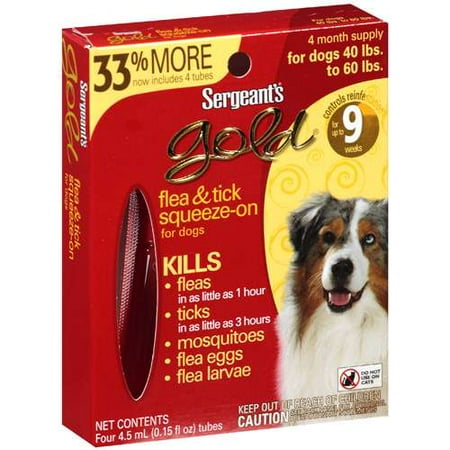 Gold: Kills Fleas & Ticks Squeeze-On For Dogs 40 Lbs to 60 Lbs, 4.5 ml
