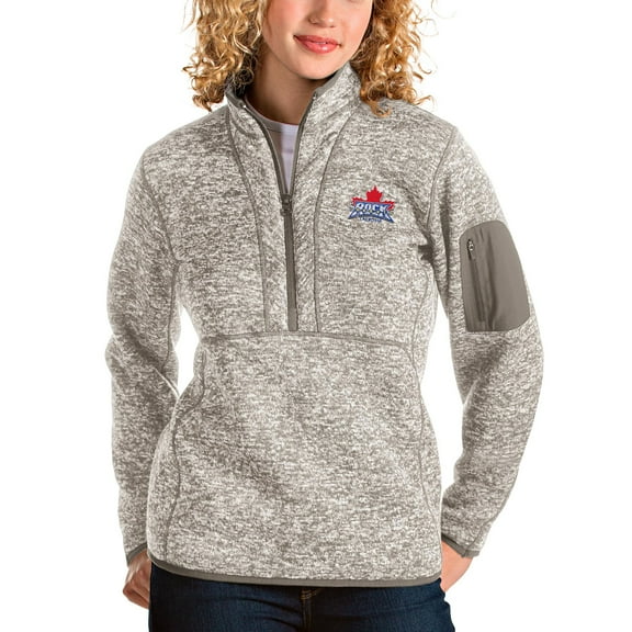 Women's Antigua Heathered Gray Toronto Rock Fortune Half-Zip Pullover Jacket