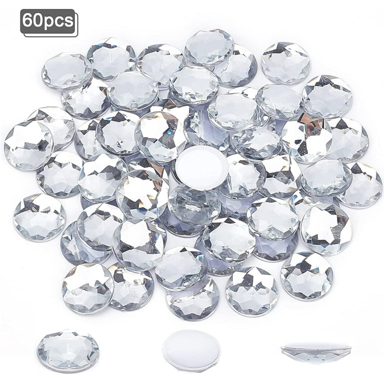 Round Acrylic Gemstone Stickers, 5/16-Inch, 120-Count - Silver
