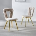 thumbnail image 5 of Sumdeal Modern Dining Chair Sets, 2/4/6-Piece Sets,Fabric Upholstered Chairs, Gold Iron Legs, Soft Seats, Ergonomic Backrest Support, Suitable for Dining Rooms, Living Rooms, Cafes, and Offices, 5 of 6