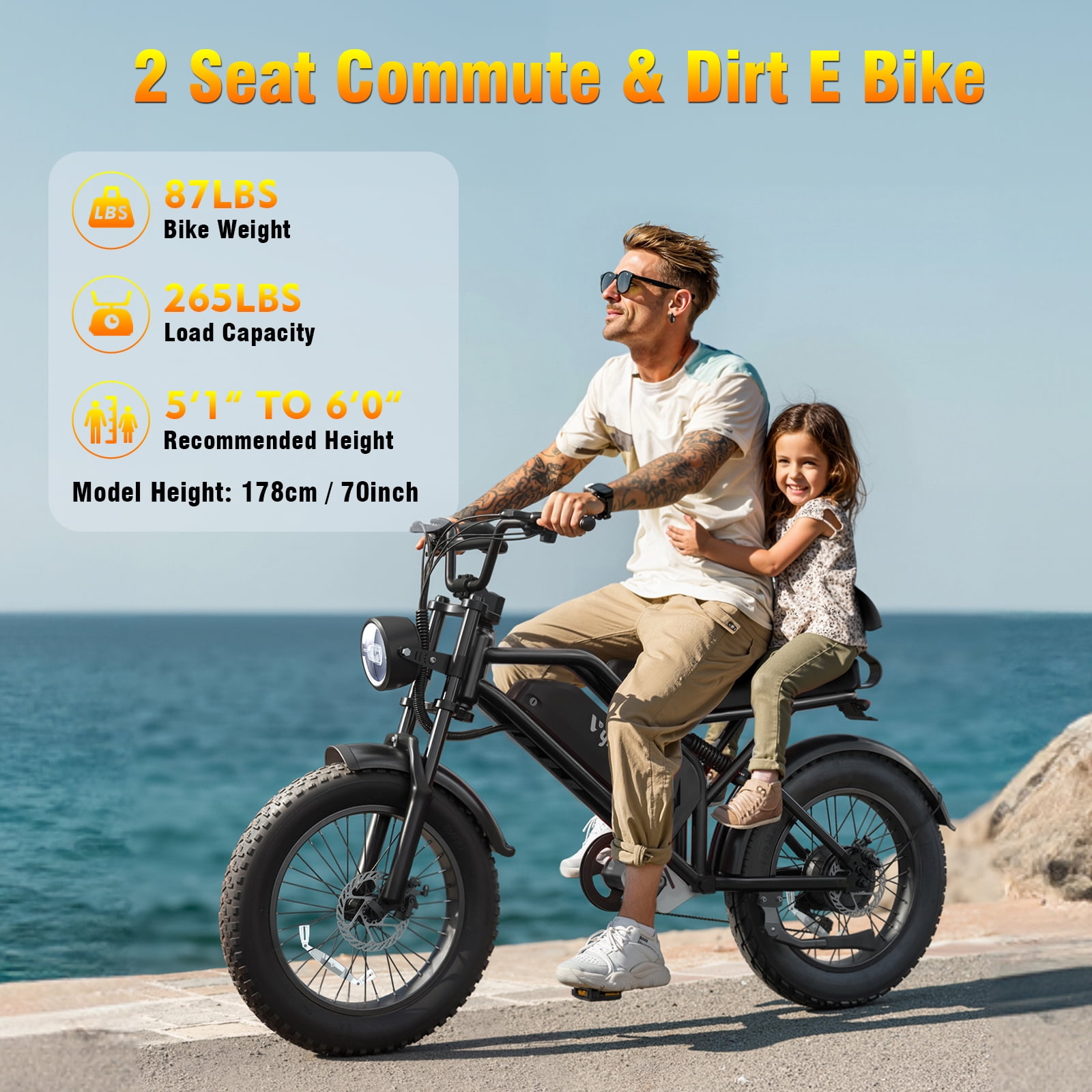 1500W Electric Bike, 20" Fat Tire E-Mountain Bikes, 48V 18Ah 32MPH Ebike for Adults Full Suspension UL2849, All-Terrain E-Bike, Black