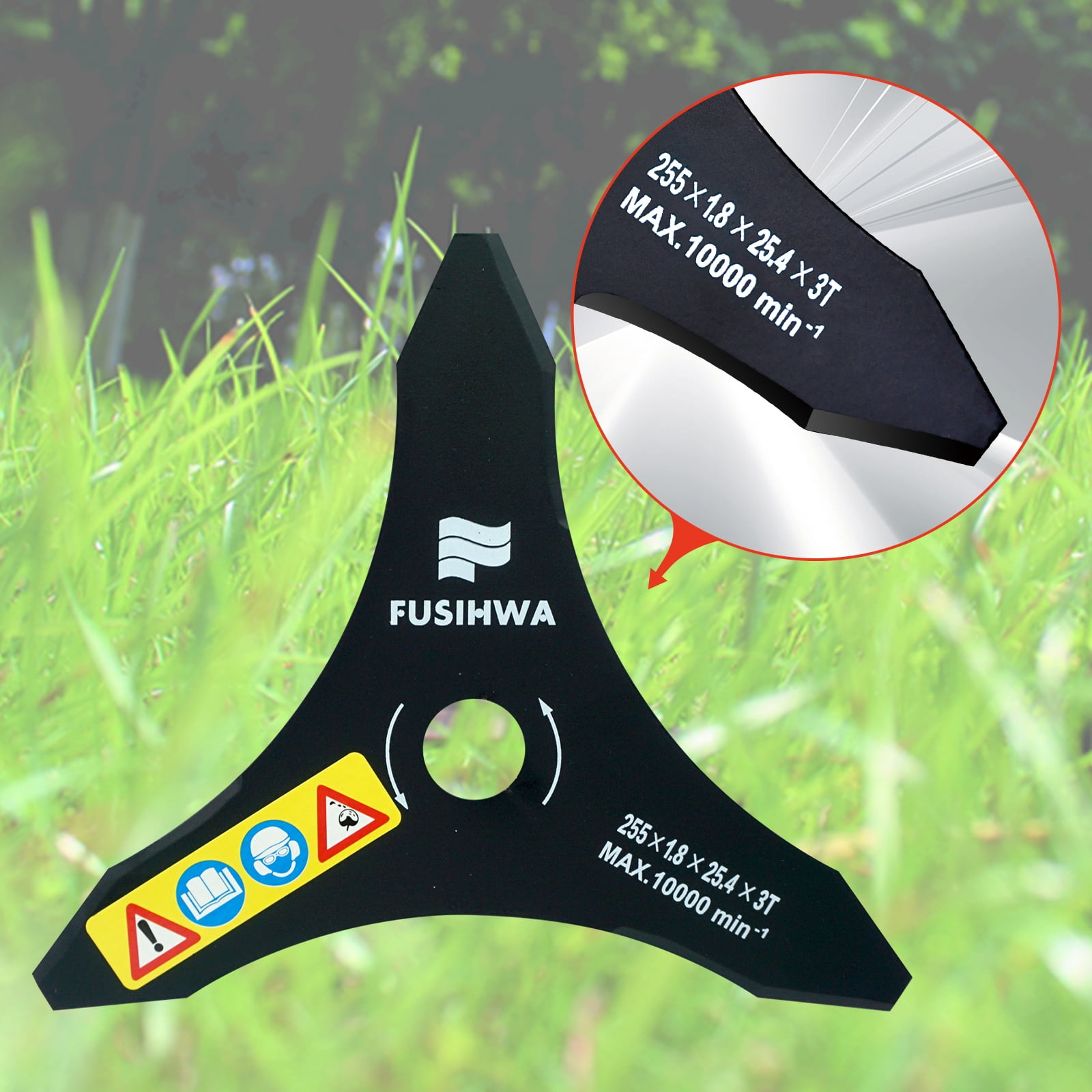 3-Set 10" x 3 Teeth Carbon Steel Brush Cutter Blade for Weedeater, Weed Eater Trimmer Blade Attachment for 25.4mm or 20 mm Arbor Compatible with Stihl,Husqvarna, Ego, and More