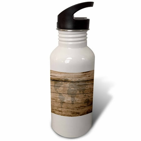 

Print of Map Of World On Wood 21 oz Sports Water Bottle wb-205047-1