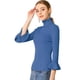 thumbnail image 1 of Suéter de Cuello Alto Allegra K Con Volantes para Mujer Jersey de Punto Elástico Azul XL, 1 of 6