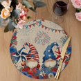 thumbnail image 3 of Independence Day Gnomes Round 13 Inch Placemats Set of 4, Red Blue Poppy Floral Beige HeatResistant Non Slip Place Mats for Dining Table, Wipeable Braided Kitchen Table Mats for Housewarming, 3 of 9