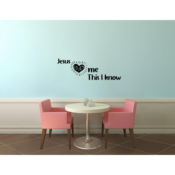 Jesus Loves Me This I Know Song Lyrics Cute Heart Religious Religion Christ Saying Quote Wall Decal Wall Art Designs Stickers for Home Room House Decor Vinyl Wall Sticker Decoration (8x10 inch)