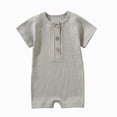 thumbnail image 2 of KPOPLK Baby Boy Romper for 0 3 6 9 12 18 24 36 48 Months Newborn Infant Summer Clothes Solid Color Ribbed Short Sleeve Jumpsuit Bodysuit One Piece Outfit 0-24M(9-12 Months,Grey), 2 of 4