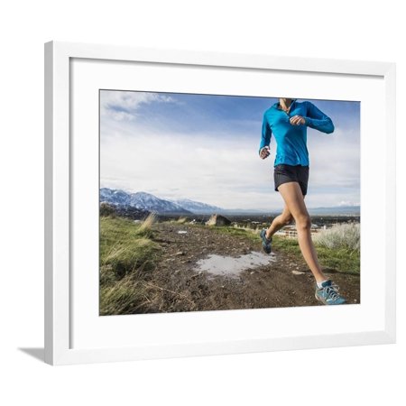 Women Trail Runner, Salt Lake City, Utah, Framed Print Wall Art By Brandon