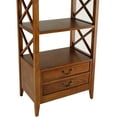 thumbnail image 3 of X Frame Wooden Rack with 2 Drawers and Open Shelf, Brown, 3 of 3