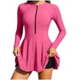 thumbnail image 3 of Wiyuqeen Rash Guard for Women 1 Piece Modest Swimsuits Zipper Long Sleeve Swim Dress UV UPF 50+ Flroal Print Bathing Suit with Skirts, 3 of 9