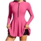 thumbnail image 2 of Traje de baño tankini informal para mujer, cuello dividido, media cremallera, manga larga, mono + pantalón de cuatro esquinas con almohadilla en el pecho, pantalones de natación, traje de surf, traje, 2 of 8