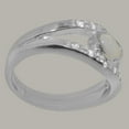 thumbnail image 3 of LBG British Made 10k White Gold Natural Opal & Diamond Womens Promise Ring - 33 size options - Size 8.75, 3 of 7
