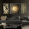 thumbnail image 3 of Bobasndm 3Pcs Abstract Painting Frameless Golden Foil Art Canvas Home Decoration Modern Art Wall Picture for Living Room, 3 of 9