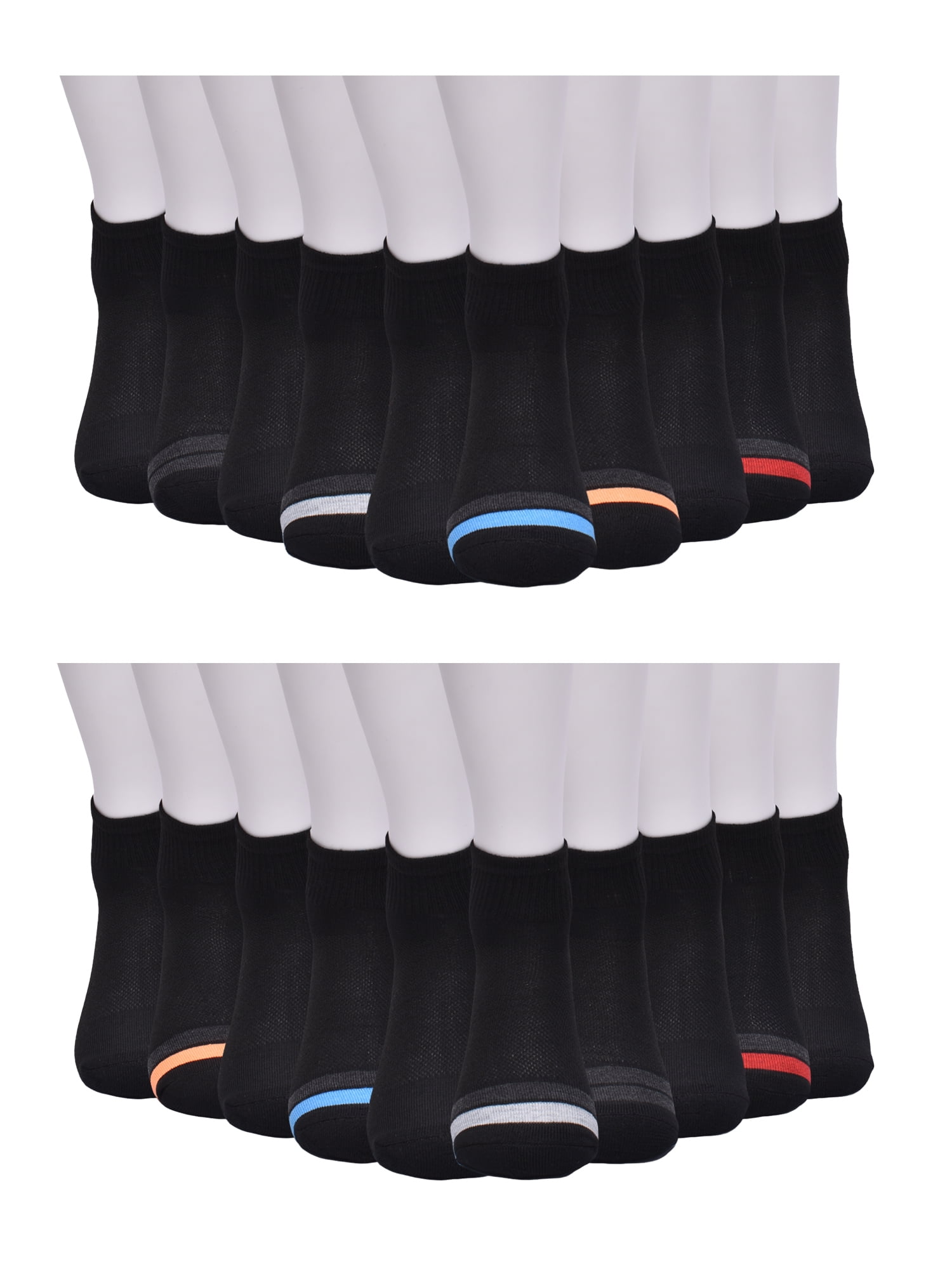 Wonder Nation Boys Ankle Socks, 20-Pack, Sizes S (6-10.5) - L (4-10)