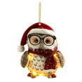 thumbnail image 2 of Christmas Owl Ornaments - Cute Hanging Owl with Glasses Pendant for Xmas Tree Decorations, Holiday Home Indoor Outdoor Party Decor and New Year Celebration, 2 of 7