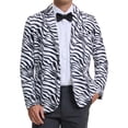 thumbnail image 1 of BLAZER DE FIESTA PARA HOMBRES INSPIRADO CHIC, CON ESTAMPADO ANIMAL, CON SOLAPA DE MUESTRA, CHAQUETA LIGERA TAMAÑO 2XL EN BLANCO Y NEGRO, 1 of 5