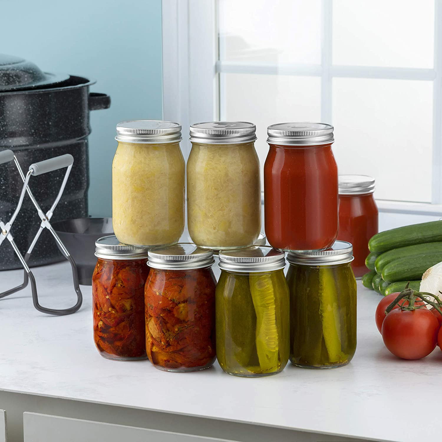 Paksh Novelty - Food Storage Container - Glass Mason Jars - Regular Mouth  Jam Jelly Jars, Metal Airtight Lid, Preserving, Decorating, Canning Jar