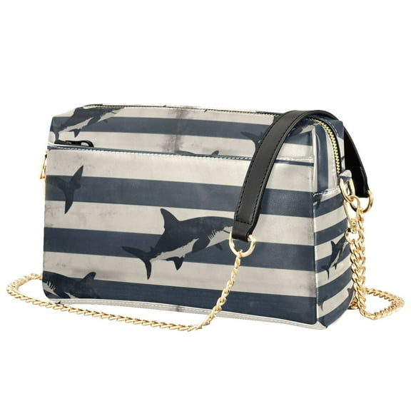 FORMRS Women Crossbody Purse with Chain Strap Vegan Leather Shoulder Handbag, Dark Sharks