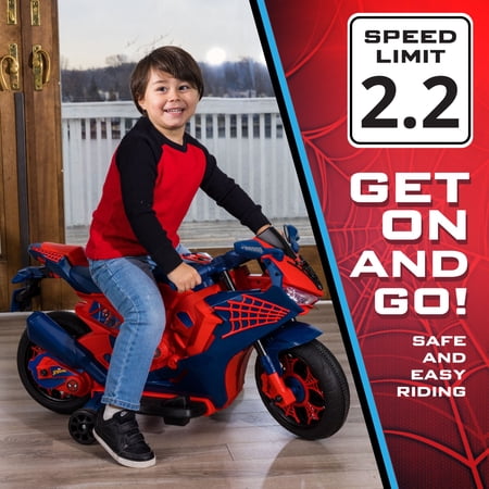 SPIDER-MAN 6V SPIDERMAN MOTORCYCLE, BATTERY RIDE ON TOY, FOR KIDS, AGES 3+