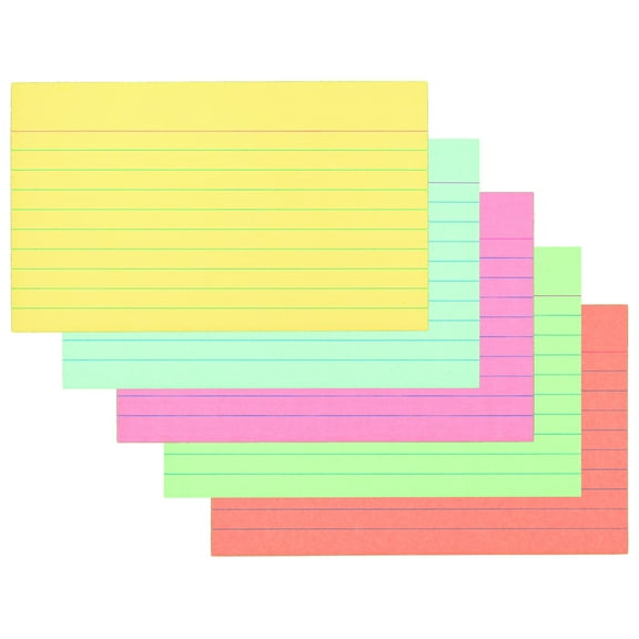 Mead Color Ruled Index Cards with Tray, 3" x 5"