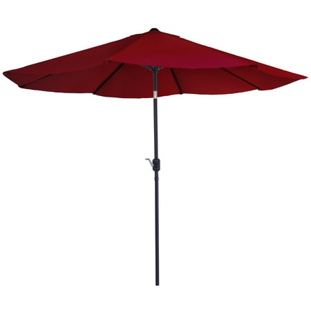Pure Garden - 10-Foot Patio Umbrella - Easy Crank Outdoor Table Patio Umbrella with Hand Crank and Auto Tilt - Red