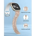thumbnail image 5 of Wearlizer 2 Packs Floral Engraved Band Compatible with Fitbit Versa 4 Bands/Versa 3 Bands/Sense 2/Sense Bands Women, Cute Two-Tone Flower Soft Silicone Sport Strap for Versa 3 4 Sense 2 Watch Band, 5 of 7