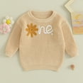 thumbnail image 2 of Okbabeha Baby Girl First Birthday Outfit One Embroidery Sweater Pullover Oversized Knit 1st Birthday Winter Cute Clothes, 2 of 7