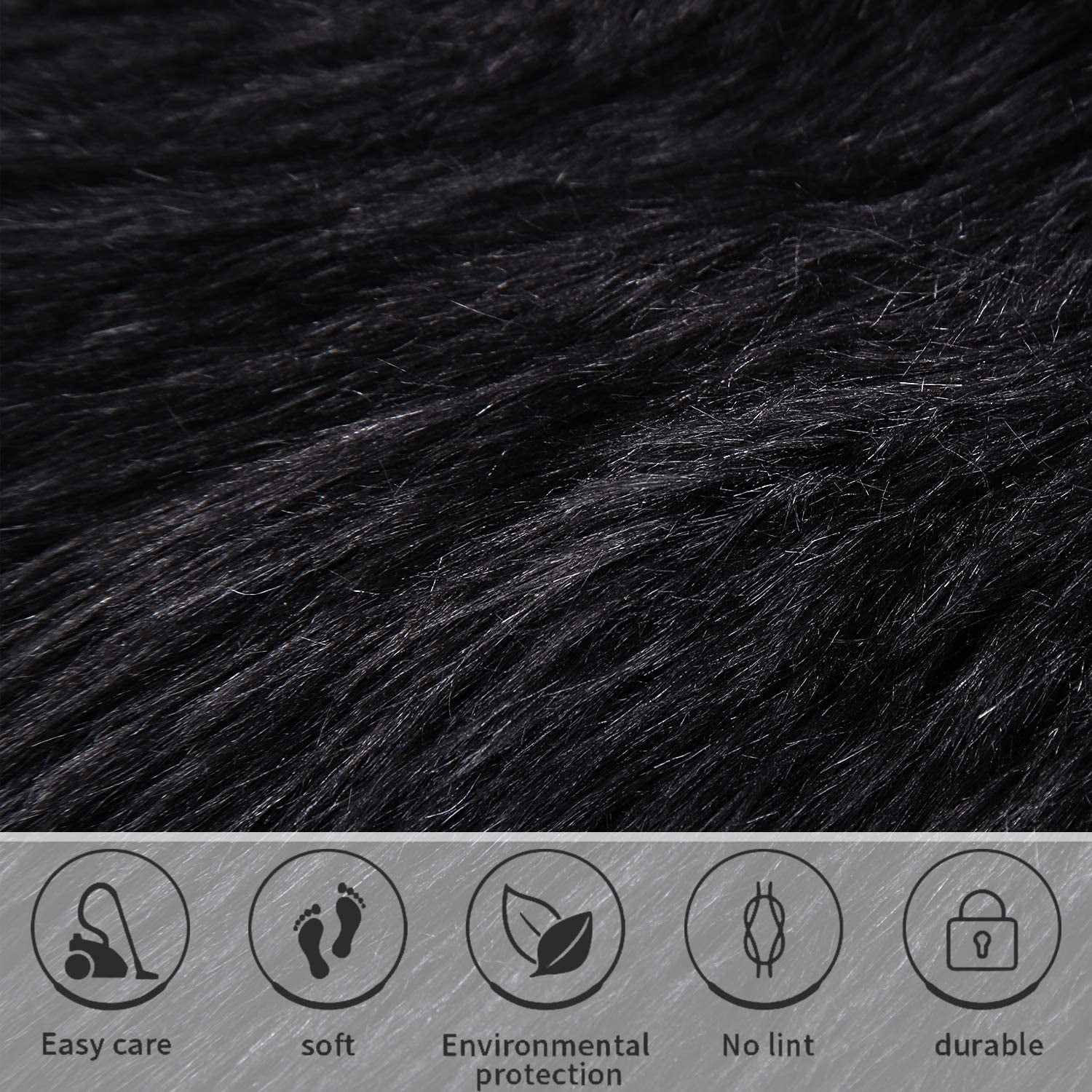 Junovo Luxury Fluffy Area Rugs Areary Rug for Bedroom Shaggy Rugs Area Carpet for Living Room Bedroom,4'x6',Black