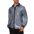 thumbnail image 1 of CAMISA DE LENTEJUELAS CHIC INSPIRADA PARA HOMBRES, CAMISA DE BOTONES DE MANGA LARGA, CAMISAS METÁLICAS BRILLANTES, 1 of 5