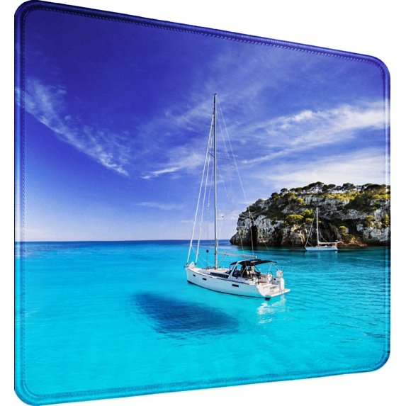 Upgraded Mouse Pad with Durable Stitched Edge,11.8"×9.8"×0.12" 30% Durable Mouse Pads for Wireless Mouse,Non-Slip Rubber Base Waterproof Coating Mousepad for Laptop,Computer, Office,Home, Ocean