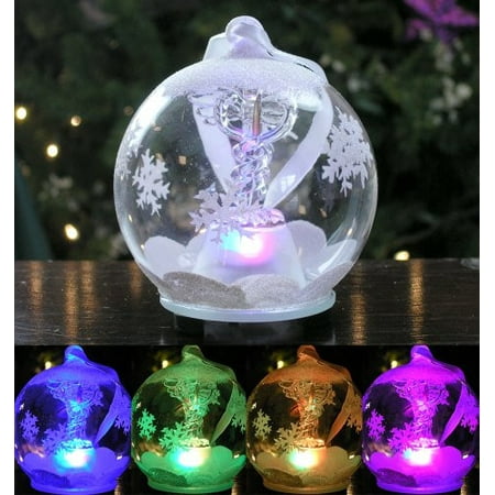 Led Glass Globe Christmas Ornament With Caduceus Hand Painted