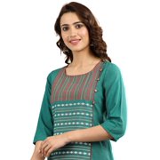 Round Neck Printed Kurta - Alpine Green-Medium