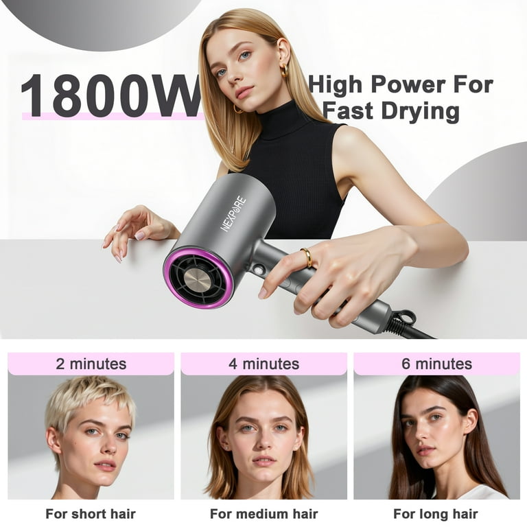 NEXPURE Hair Dryer, 1800W Ionic Blow Dryer, Lightweight, Fast