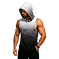 thumbnail image 2 of Gradient Muscle Shirt For Men, Sleeveless Pullover Hoodie Vest with Kangaroo Pocket - Quick Dry Bodybuilding Stringer for Summer Gym & Outdoor Training Black L, 2 of 8