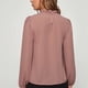 thumbnail image 4 of Blusa de gasa transpirable con mangas de farol rosa, cuello alto, color puro, perfecta para el hogar, la oficina, las compras y los viajes. Talla XL, 4 of 6