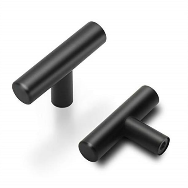 Probrico 20 Pack Flat Black Cabinet Knobs Single Hole 2 Inchulls Drawer Handles Kitchen Cupboard T Bar Knobs Walmart Com Walmart Com