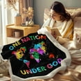thumbnail image 3 of Map Blanket One Nation Under God Fleece Throw Blankets Black Colorful Map Fluffy Blanket Map Sherpa Throws and Blankets (Throw 50"x60"), 3 of 6