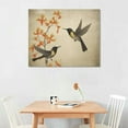 thumbnail image 2 of ONETECH Vintage Bird Painting Wall Decor Black and Gold Hummingbird with Flower Canvas Wall Art Retro Birds Picture Poster with Frame Home Living Room Bedroom Ready to Hang 20x16 Inch, 2 of 4