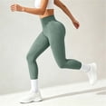 thumbnail image 5 of IUYRTFE Women Solid Color Full Length Yoga Pants High Waist Stretch Workout Leggings for Gym Running Daily Wear, 5 of 7