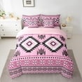thumbnail image 2 of Feelyou Fashion Hippie Aztec Twin Bedding Sets 7-Piece for Men, Pink Stripe Triangle Bedding Comforter Set, Mandala Bohemian Cowgirl Reversible Sheet Sets, Lightweight Room Decor, 2 of 7