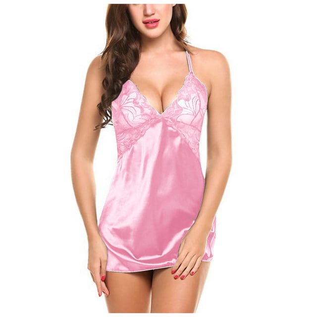 Offres à Durée Limitée! Lingerie pour Femmes Aguichant Lingerie Érotique Maison Pyjama en Maille Nuisette Croisée Ensemble de Nuit