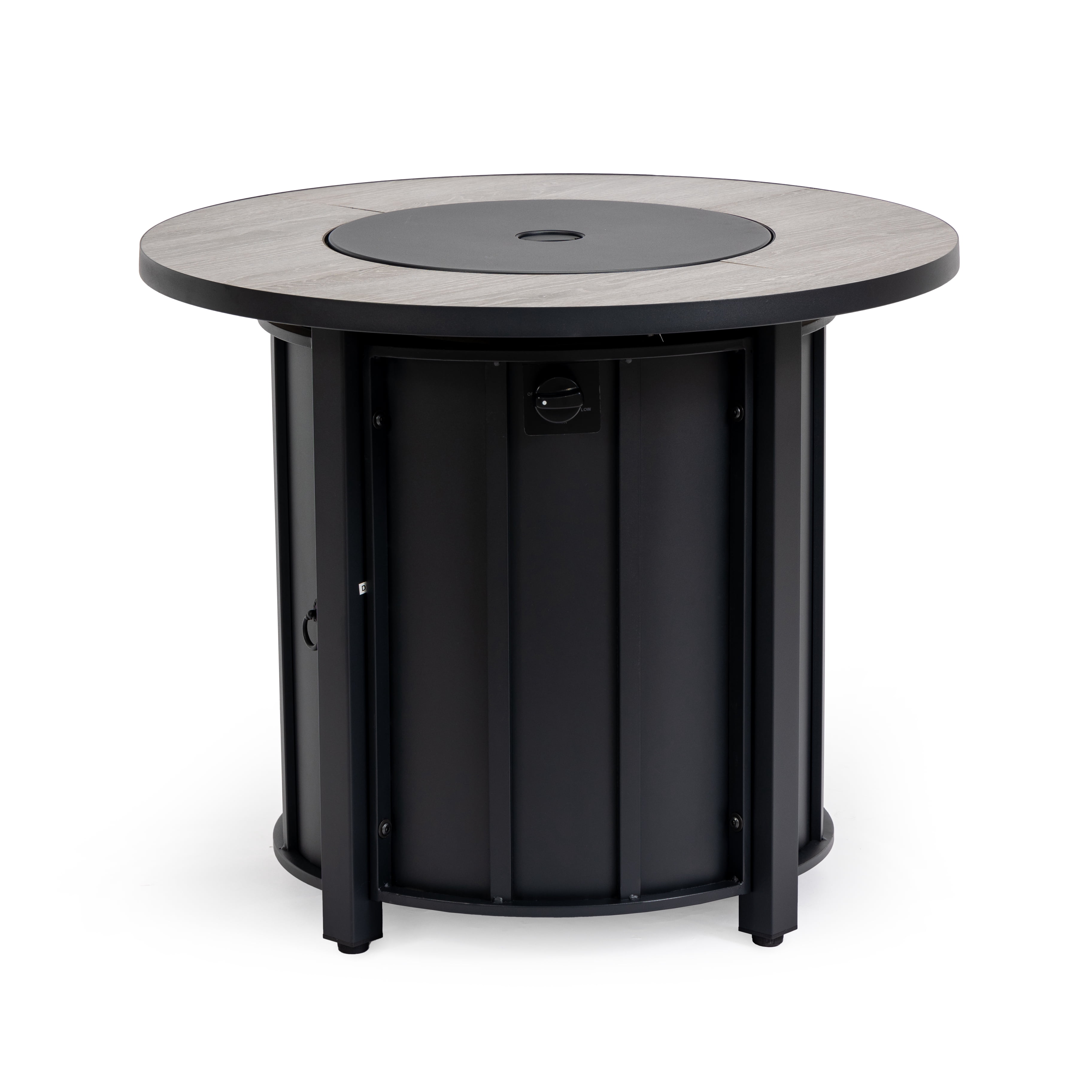 E-Western 30in Propane Fire Pit Table with Wood Grain Ceramic Top 50000 BTU Steel Frame Gas Firepit for Outdoor Patio Garden Backyard Black